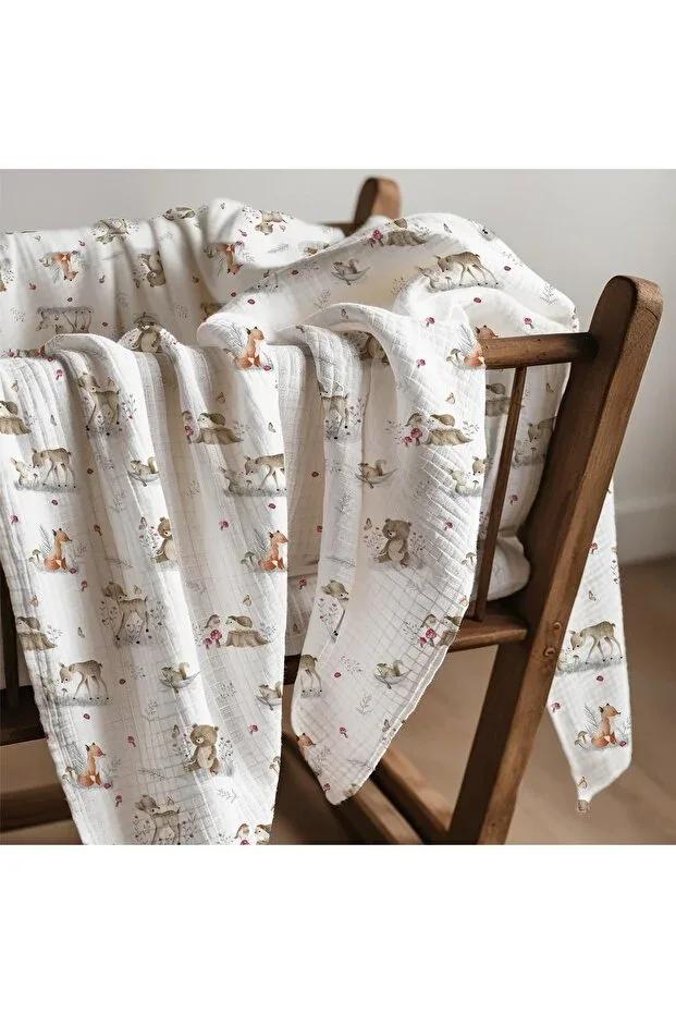 Newborn, Muslin Cover & Blanket (%100 COTTON BABY BLANKET 100 CM X 100 CM)