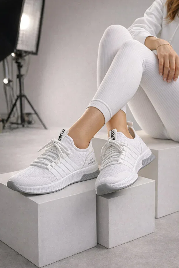 Women Men Fabric Sports, Casual Shoes White