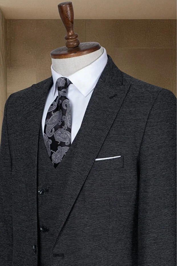 Black Blazer Vest Pants Set- Suit