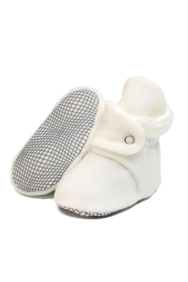 Organic Cotton Baby Booties Non-Slip Sole Cotton Newborn Booties Home Nursery Shoes