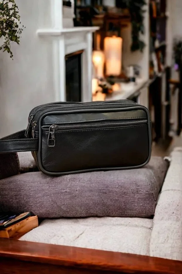 LEGAN Leather Handbag Portfolio Genuine Leather Bag Shaving Bag
