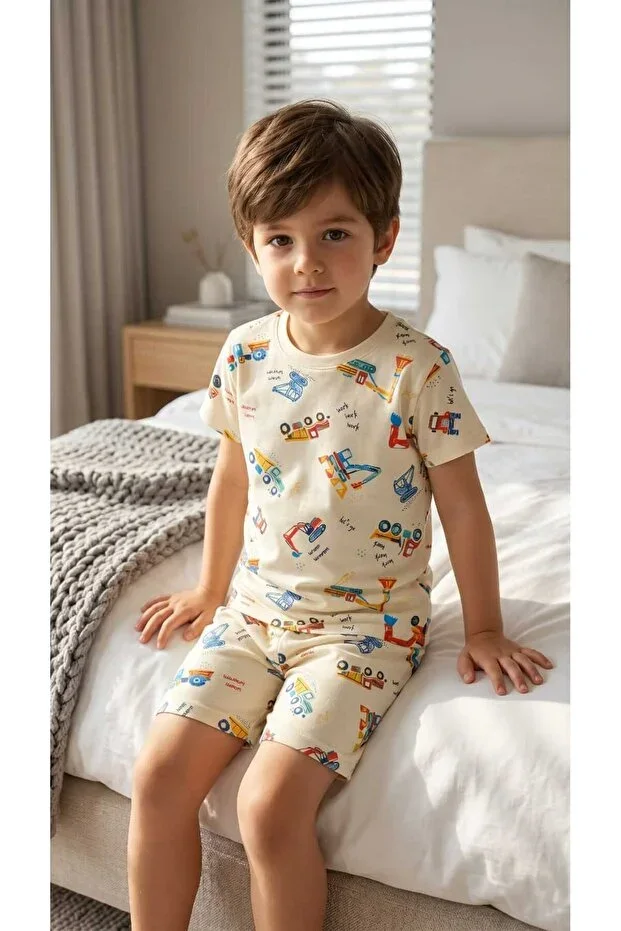 %100 Cotton Kids Shorts Set #printedkidsshortset #cardesigndesign #Çamaşır Bahçesi