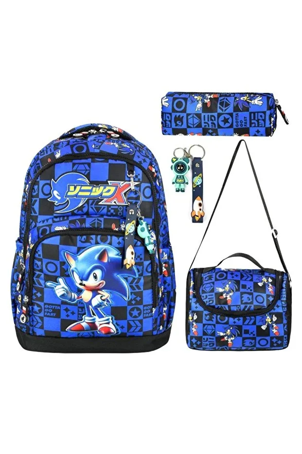 School Bag Men's School Bag 3-Piece Set School Bag Patterned Luxury School Bag Thermal Lunch Bag with Thermos