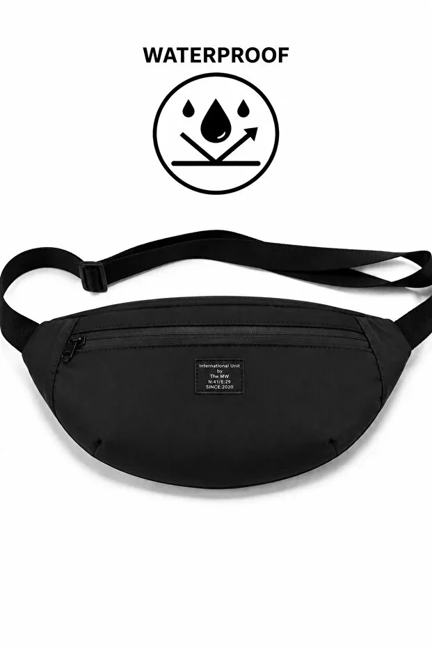 Black Waterproof Fabric Belt and Shoulder Bag