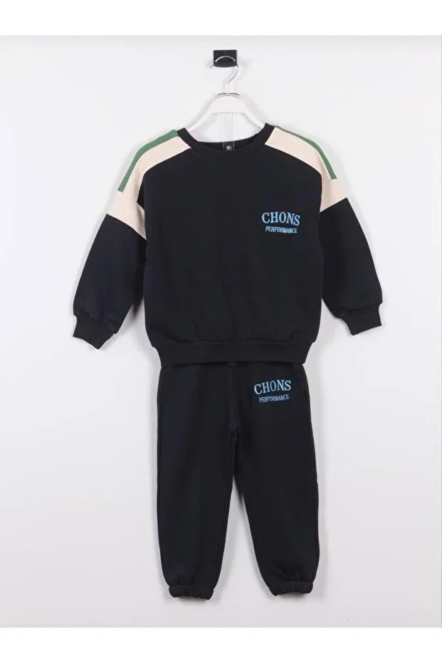 Unisex Kids 3-Thread Chons Navy Blue Two-Piece Set Navy Blue