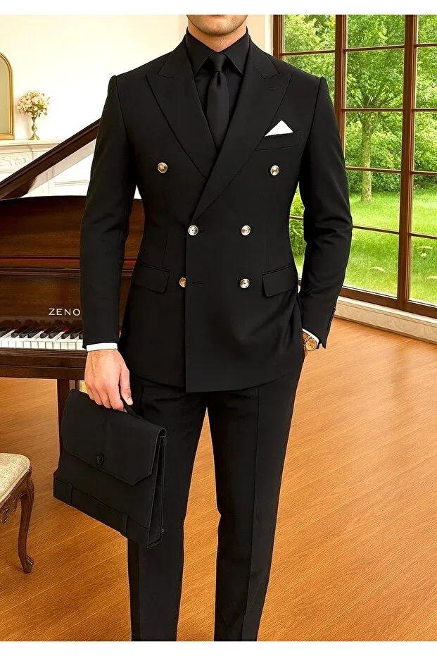 Men's Slim Fit Double-Breasted Suit