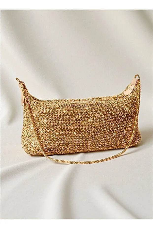 Women's Glitter Mesh Knit Chain Handbag and Shoulder Bag