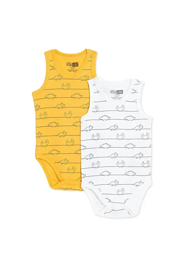 Hello Baby Boys 2-Piece Sleeveless Bodysuit Snap Button Round Neck