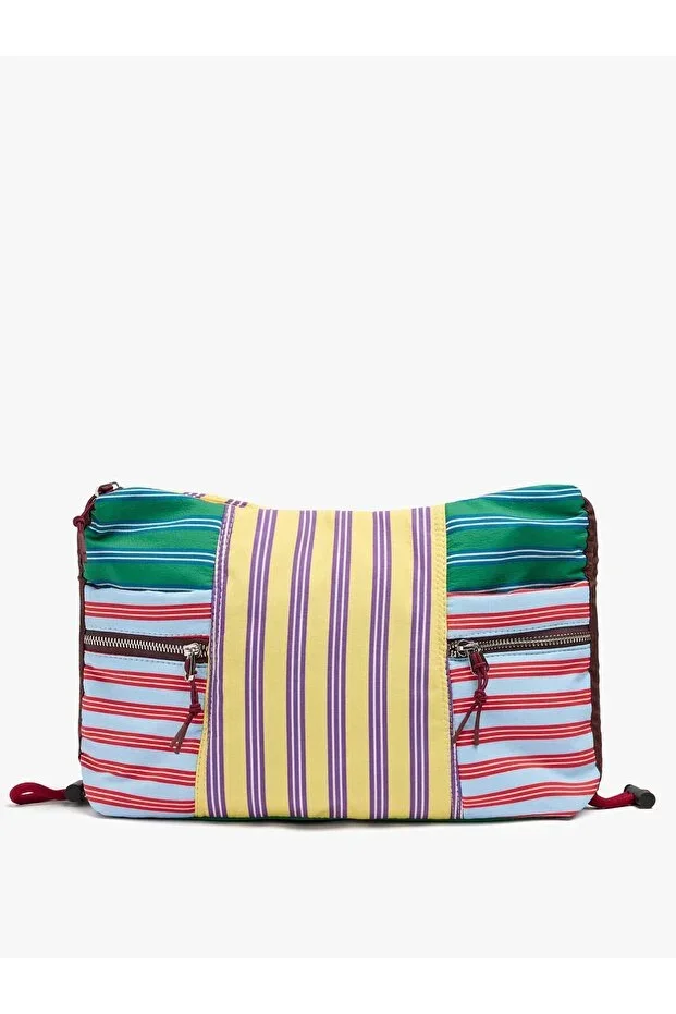Striped Technical Fabric Cosmetic Bag
