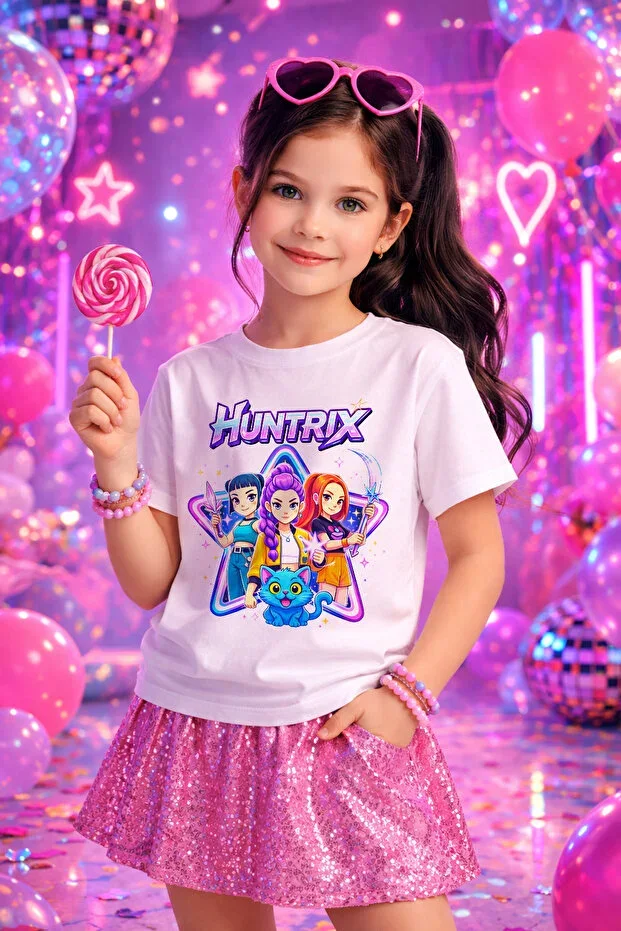Huntrix Pattern Printed Children's Girls Boys Unisex T-shirt