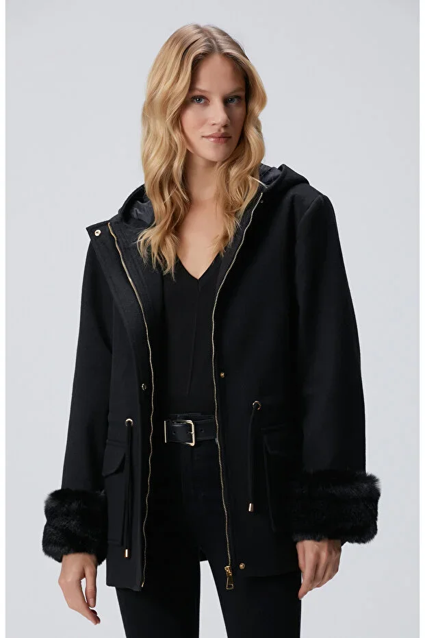 Black Hooded Coat