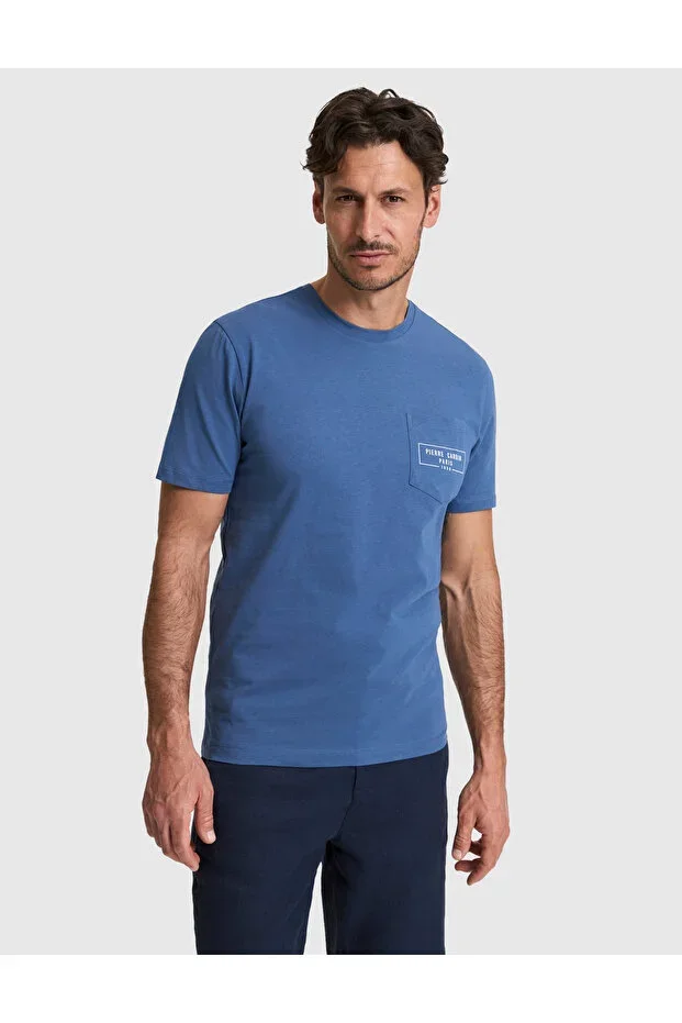 Indigo Regular Fit 100% Cotton Crew Neck T-Shirt 50327866-VR028