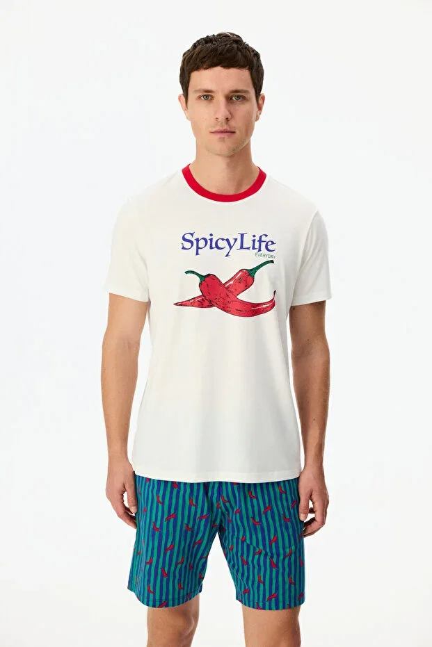 Men's Colorful Spicy Life Shorts Pajama Set