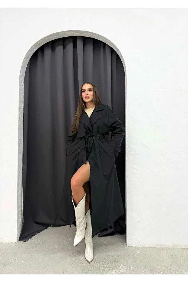 Ensa Black Women's Trench Coat