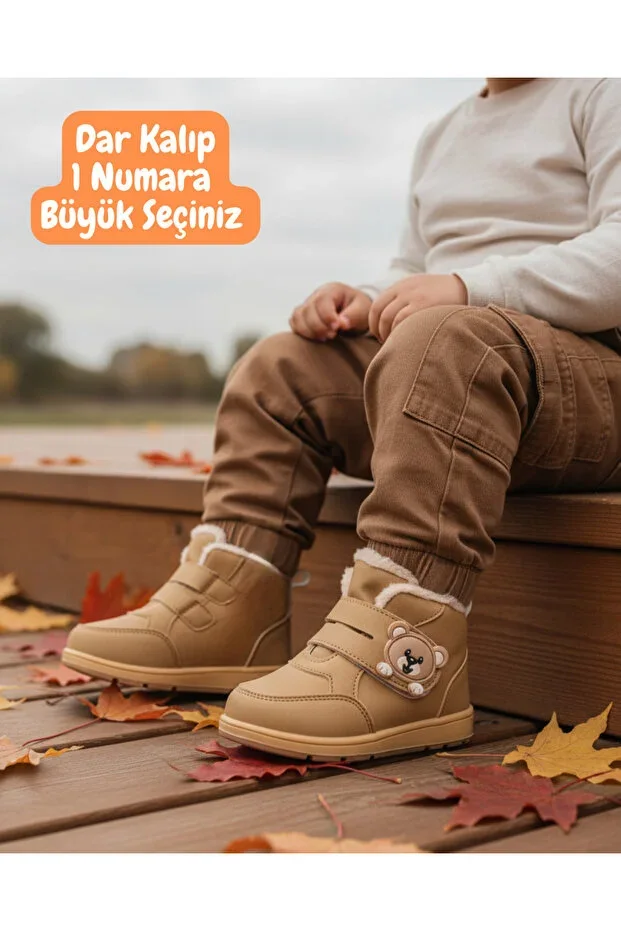 elma bebe Wool Lined Furry Anatomical Girls Boys Unisex Baby Children Winter Rain Snow Velcro Boots Shoes