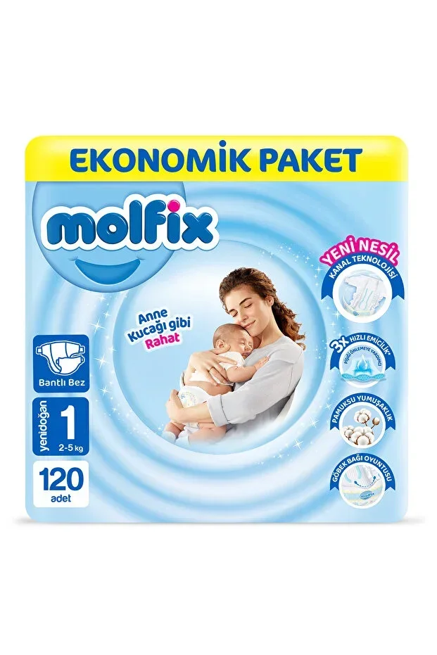 Baby Diaper Size 1 Newborn Economy Pack 120 Pieces