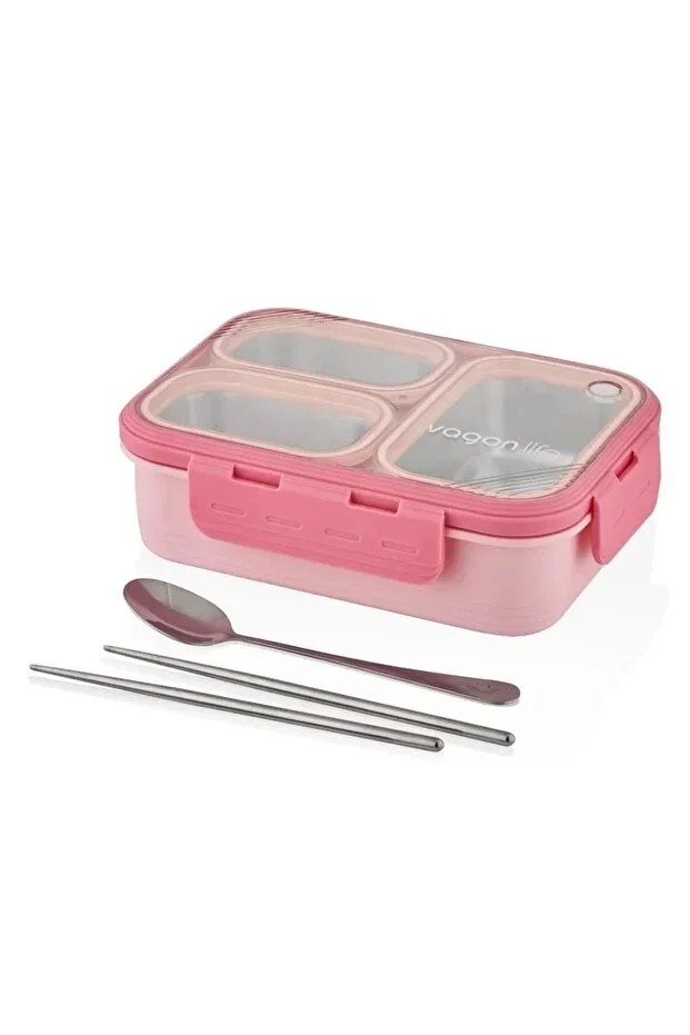 Steel Lunch Box Stainless 620 Ml Pink Xc-7097