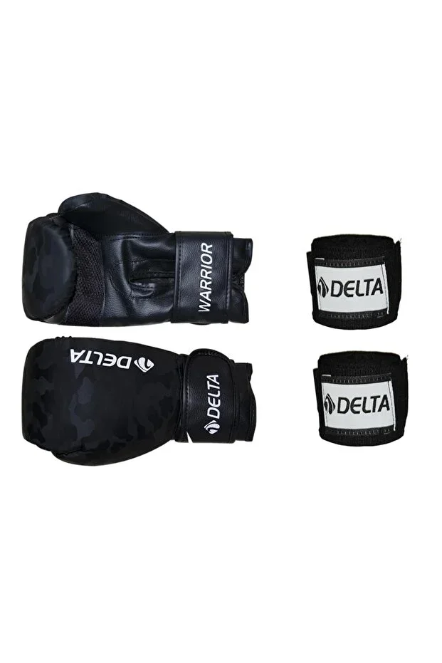 Warrior Camouflage Pattern Boxing Gloves + Boxing Hand Bandage Set