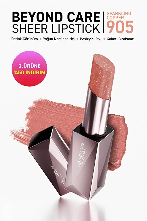 Beyond Care Sheer Lipstick 905 - Sparkling Copper - Intense Moisturizing Nourishing Effect - Shiny Lipstick