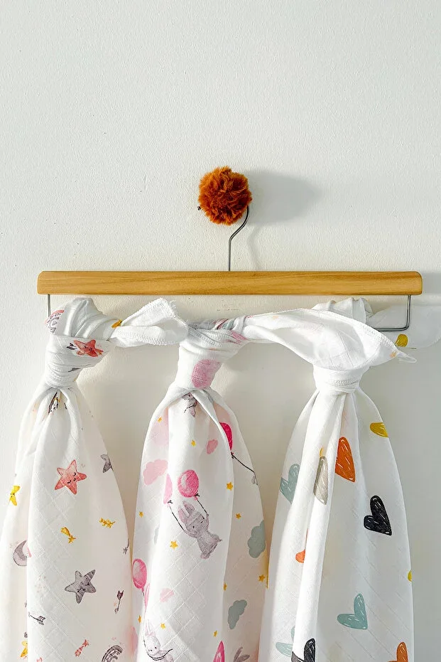 Multipurpose Muslin Cover 3-Piece Set, Muslin Newborn Baby Blanket, 100% Cotton Muslin Cloth, 80*90 cm