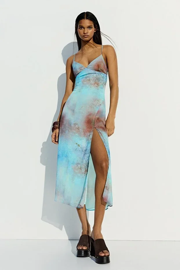 Bershka Patterned Midi Dress