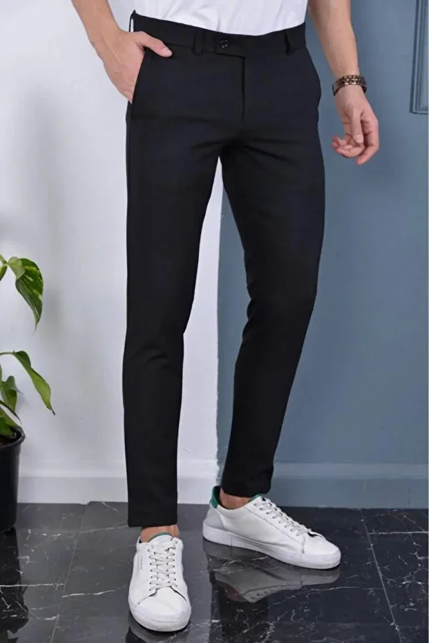 Men's Black Color Quality Flexible Lycra Ankle Length Fabric Trousers (100-130 kg battal size 40-42-44)