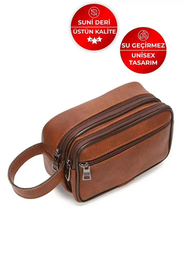 Unisex Quality Faux Leather & Three Compartment Wallet & Clutch Handbag
