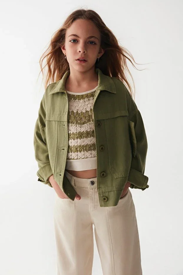 8-14 Years Terracotta Soldiers Girls Design Jacket -Khaki-