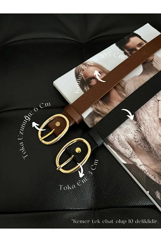 2-Piece Oval Buckle Women's Pants Belt, Jacket Belt, Dress Belt, Shirt Belt