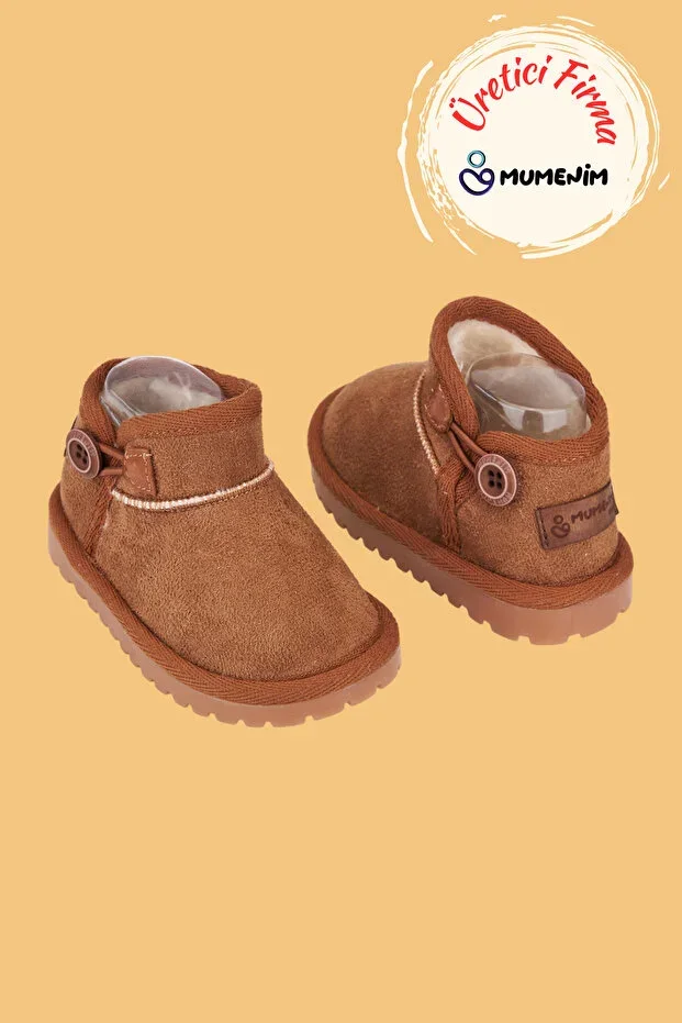 Kodiaq Unisex Children Baby Boot Orthopedic Non-Slip Sole Fur Lined Suede Winter Snow Boot Tabby