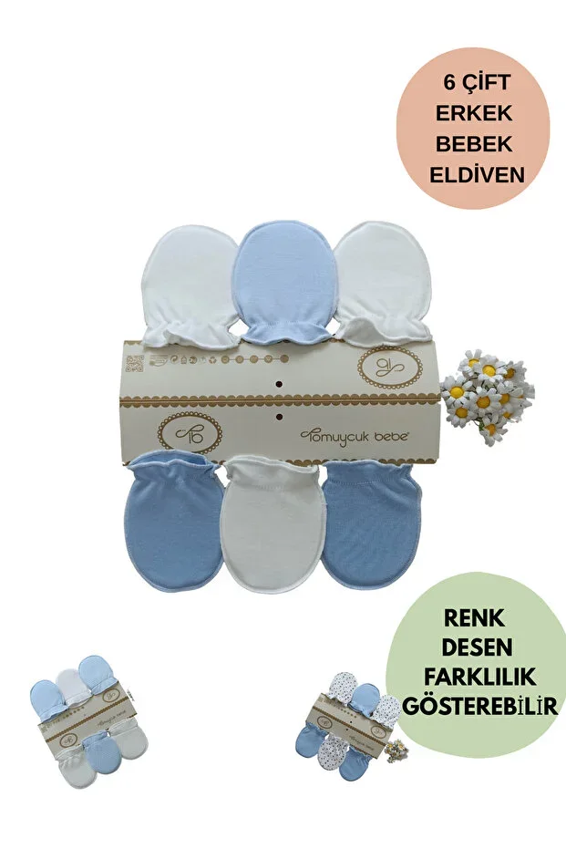 6 Pairs Baby Boy Gloves 100% Cotton Special Gloves for Babies Newborn Gift
