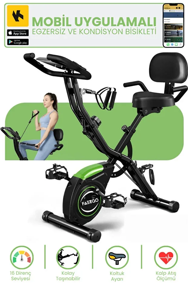 Foldable Screen Exercise Bike 4IN1 Magnetic Bike Home Workout Fitness Bike