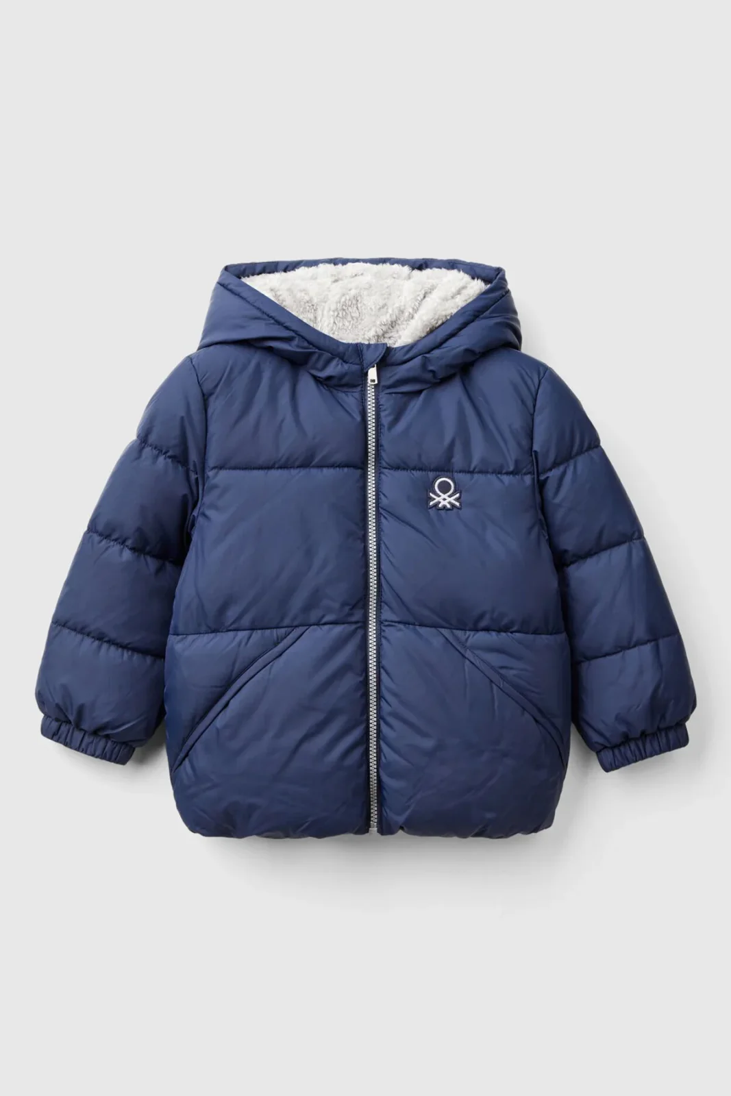 Logo Print Pocketed Navy Blue Left Chest Logo Patch Zip-Up Jacket Front Pocket Detail Blue 2WU0GN035252