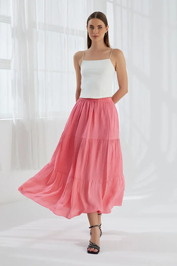 ModaPlaza Women's Ruffled Long Skirt