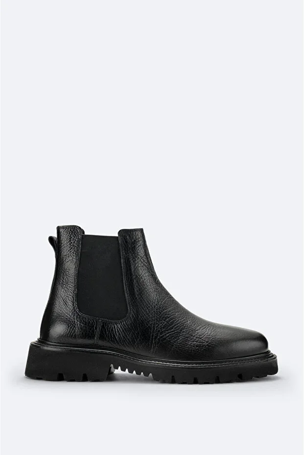 Men's Black 100% Leather Flexible Sole Chelsea Boots A52Y8001