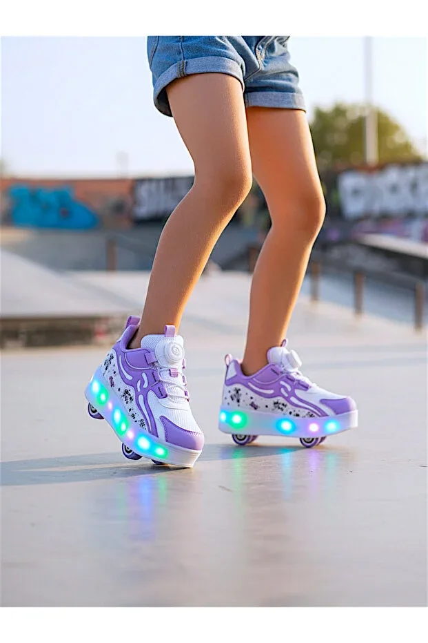 Children's Orthopedic Roller Skates with Light-Up Wheels & 4-Wheel Comfortable Shoes