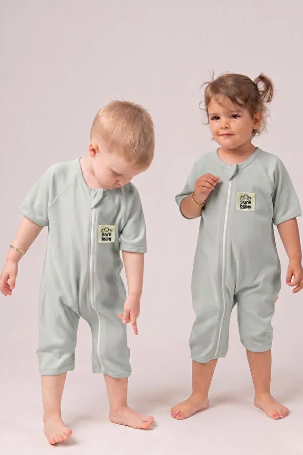 Summer Sleeping Bag Knee-Length 0.2 TOG Baby Sleeping Bag 100% Natural Cotton Oeko-Tex Certified Fabric Green