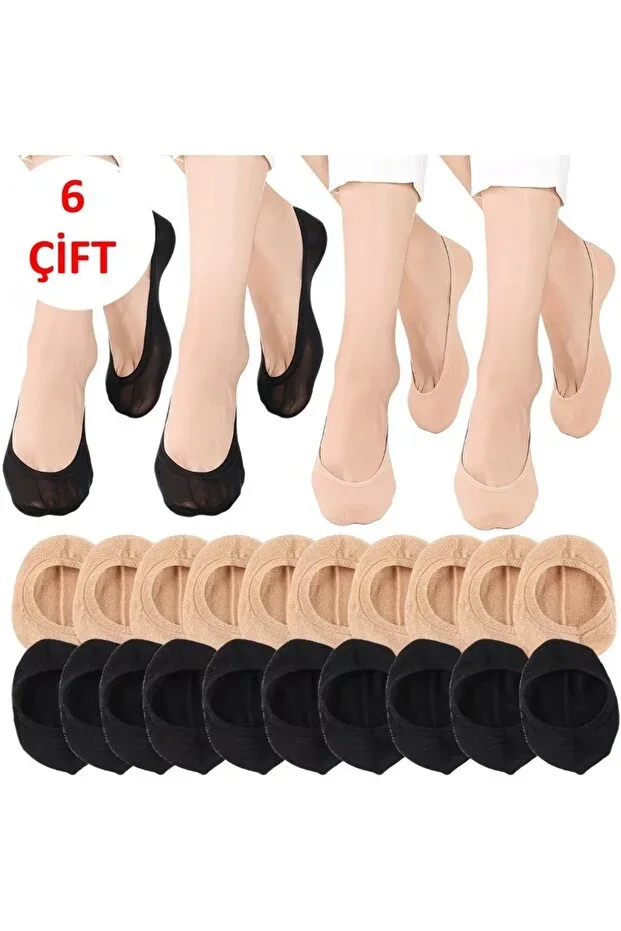 6 Pairs Multicolor Women's Invisible Tulle Suba - Ballet Socks