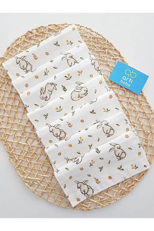 Rabbit 7's Muslin Burp Cloth %100 Cotton Soft Absorbent | Newborn Bib