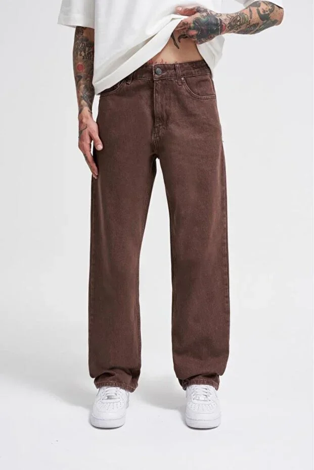 Men's Relaxed Baggy Jean Pants Acid Brown