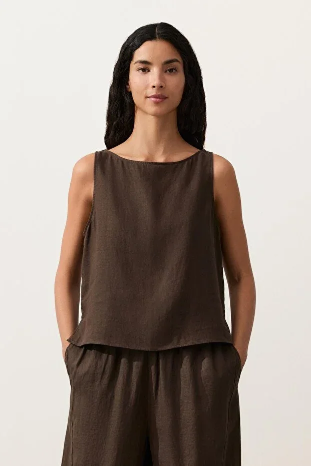 Oysho 100% Linen Square Top