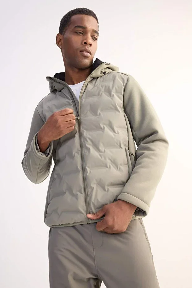 Slim Fit Hooded Windproof Zip Pocket Seasonal Jacket B2301AX24SP