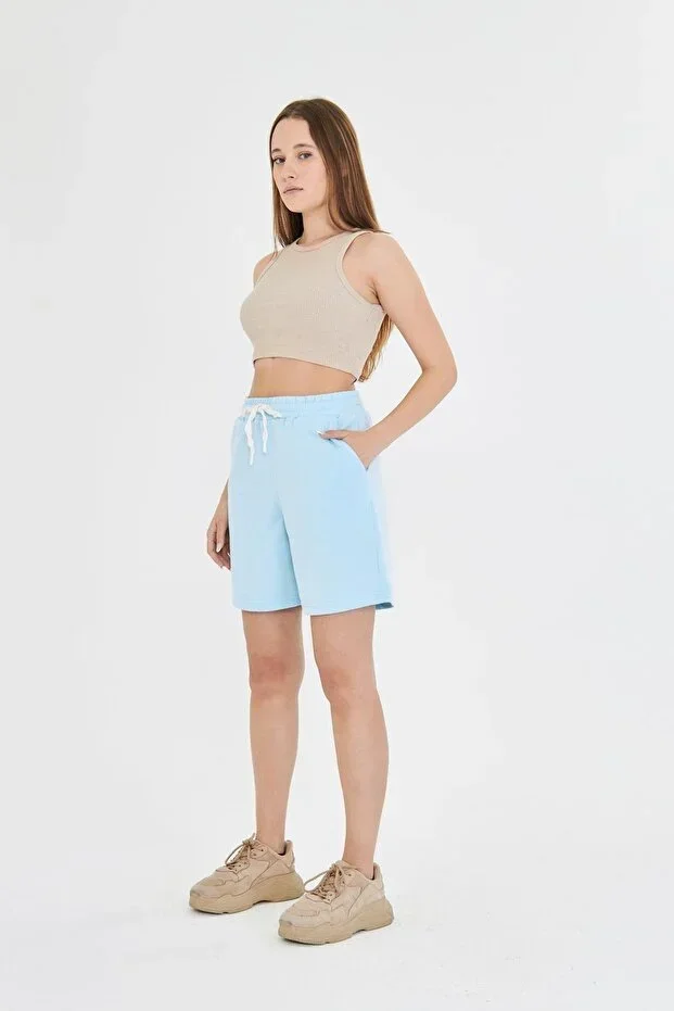 Women's Cotton Shorts Baby Blue 7001-BM