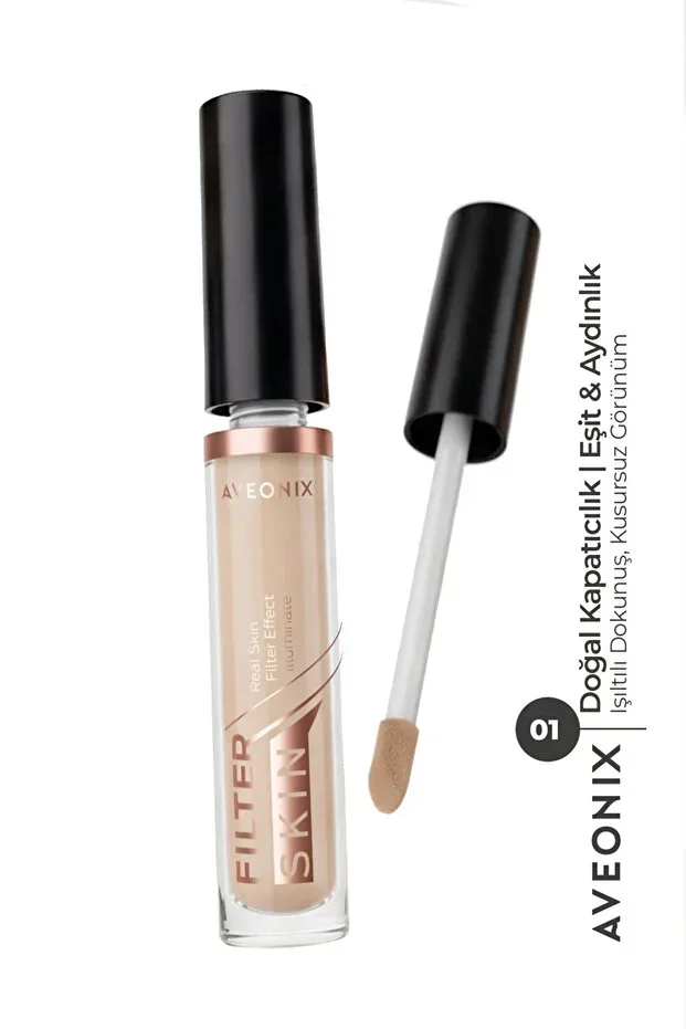 AVEONIX Filter Skin 01 Niacinamide B3 and Vitamin E Brightening Under-Eye Concealer Liquid Concealer Light to Medium
