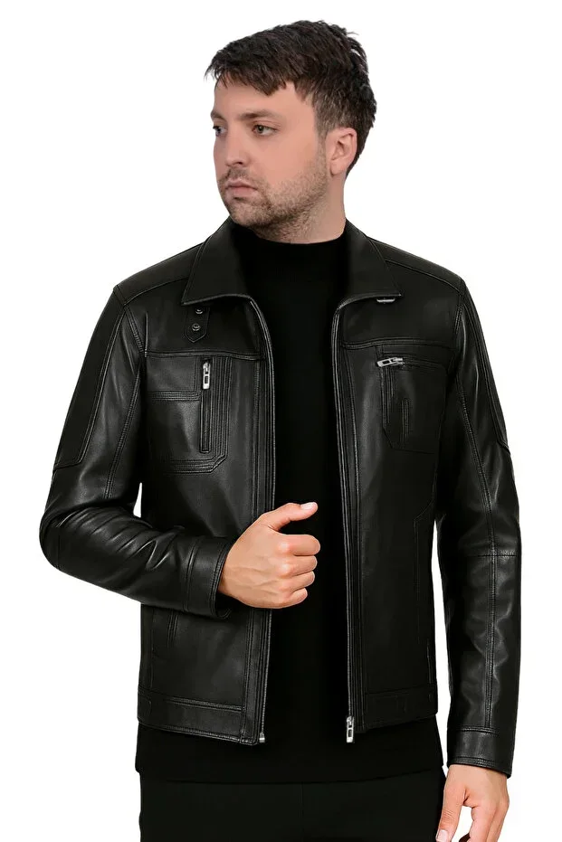 Mbappe Genuine Leather Men's Black Jacket-Coat