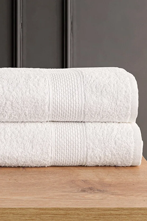 BLANC 2-Piece 70x140 Bath Towel Set | Towel | Bath Towel I Hamam Set I Dowry Towel - White