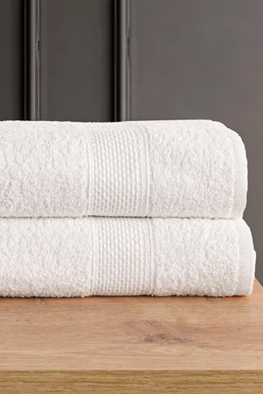 BLANC 2-Piece 70x140 Bath Towel Set | Towel | Bath Towel I Hamam Set I Dowry Towel - White