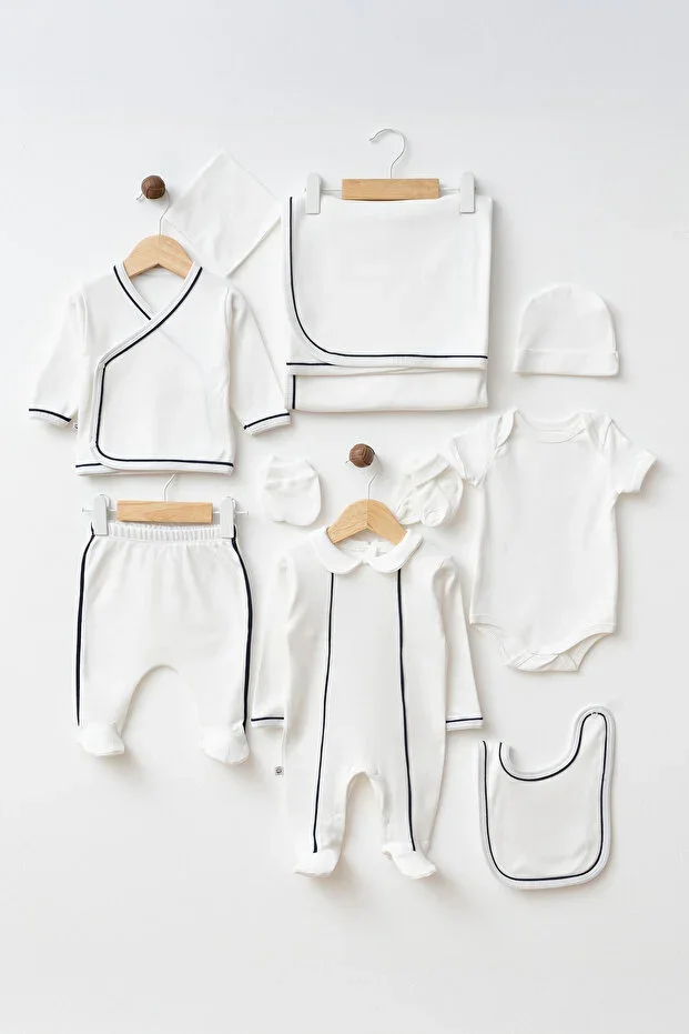 Baby Thin Band Double Stripe %100 Cotton 10-piece Newborn Hospital Exit Set lv3304