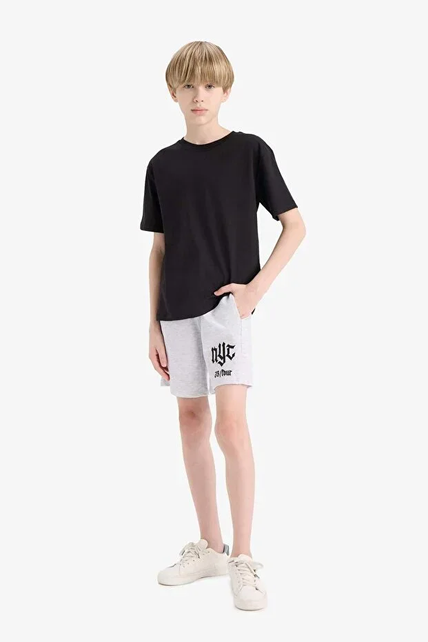 DeFacto Boys' Elastic Waist Printed Shorts F6418A825HS
