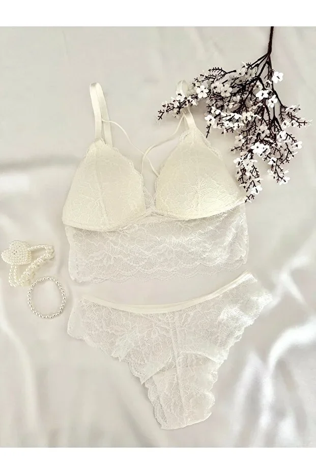 Premium White Bralet Set